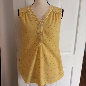Modcloth Yellow Polka Dot Sleeveless Blouse